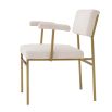 Modern cream boucle upholstered chair with brushed brass finish by Eichholtz