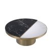 Eichholtz brushed brass coffee table with circular ceramic tabletop