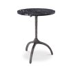 A chic black marble side table with a hammered black gunmetal base