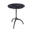 A chic black marble side table with a hammered black gunmetal base