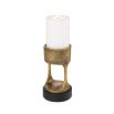 A vintage style brass candle holder with a granite base