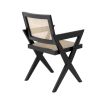 Black finish, rattan seated dining chair with X-shaped legs