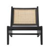 Black finish wooden chair with rattan webbed seat