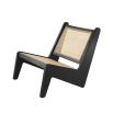 Black finish wooden chair with rattan webbed seat