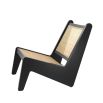 Black finish wooden chair with rattan webbed seat