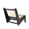 Black finish wooden chair with rattan webbed seat