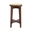 A stylish Scandinavian-inspired rattan counter stool with a brown finish