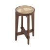 A stylish Scandinavian-inspired rattan counter stool with a brown finish