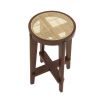 A stylish Scandinavian-inspired rattan counter stool with a brown finish