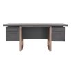 Eichholtz modern luxury charcoal grey oak desk with brass accents