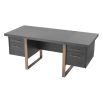 Eichholtz modern luxury charcoal grey oak desk with brass accents