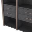 Charcoal grey, large wooden cabinet with 6 drawer storage and shelving unit with bronze detailing