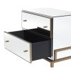 Mirrored glass 2 drawer bedside table with brass finish