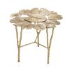 A glamorous nature-inspired side table with a surface of lilypads and branch-like legs