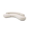 An exquisite, contemporary curved sofa with boucle upholstery