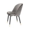 Grey velvet set of 2 dining chairs with black legs and golden capas