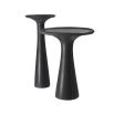 Tall honed black marble side table