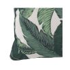 Mustique green square cushion with leaf pattern 