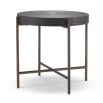 Minimal dark grey side table with bronze finished frame by Eichholtz