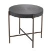 Minimal dark grey side table with bronze finished frame by Eichholtz