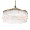 Luxurious brushed brass and clear glass chandelier by Eichholtz