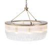 Luxurious brushed brass and clear glass chandelier by Eichholtz