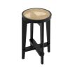 A chic Scandinavian-inspired rattan counter stool with a black finish