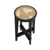 A chic Scandinavian-inspired rattan counter stool with a black finish