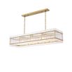 Rectangular, antique brass and clear glass chandelier