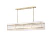 Rectangular, antique brass and clear glass chandelier
