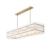 Rectangular, antique brass and clear glass chandelier