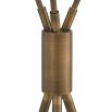 A stylish three-light floor standing antique brass lamp