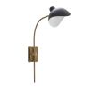 Industrial Eichholtz antique brass wall lamp with black lampshade 