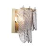 Glamorous light brushed brass wall lamp with a smoked glass textured design