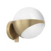 Luxurious antique brass wall lamp with white glass globe