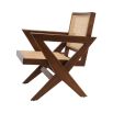 An iconic brown mindi wood and rattan chair with x-shaped legs