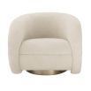 Luxurious curvy natural faux fur swivel chair on brushed brass base by Eichholtz