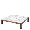 Square coffee table with golden frame and marble top 