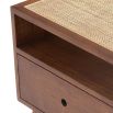 Eichholtz luxury wooden one-drawer bedside table with rattan cane top
