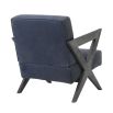 Eichholtz vintage blue velvet armchair with black x-shaped legs