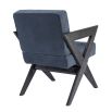 Eichholtz contemporary blue leather dining chair with black oak legs