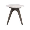 A stylish side table by Eichholtz with an Italian white marble table top and a mocha finish with tapered legs