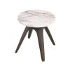 A stylish side table by Eichholtz with an Italian white marble table top and a mocha finish with tapered legs