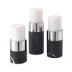 Eichholtz set of 3 black marble candle holders with a shiny nickel finish