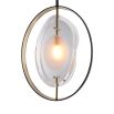A luxurious gunmetal, brass and glass chandelier 