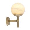 A luxurious antique brass wall lamp with an elegant, alabaster shade
