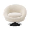 A luxurious chair with Brisbane cream upholstery and a nickel swivel base