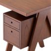 A stylish Danish-style retro desk with drawers in a natural brown finish