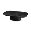 Rich, black wood coffee table with stylish rounded edges