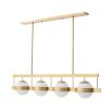 A luxurious brass and white glass chandelier
